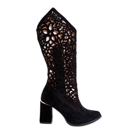 Lewski Shoes Ruskind Openwork Støvler Leewski Sko 3234 Sort