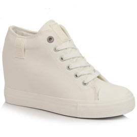 Dame sneakers på kile hvide Big Star LL274035