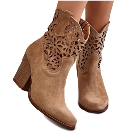 Lewski Shoes Ruskind gennembrudt Cowboystøvler Leski Sko 3265 Mørk Beige