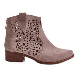 Lewski Shoes Gennembrudte damestøvler Leski Sko 2909 Lysebrun beige