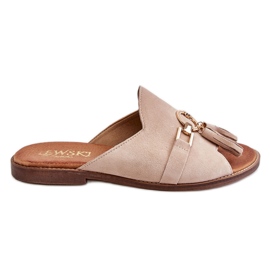 Lewski Shoes Dame Ruskind Hjemmesko Leewski Sko 3226 Beige