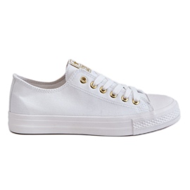 News Klassiske sneakers til kvinder, hvid og guld Ecoma