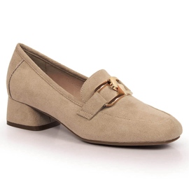 Beige lavhælede ruskindsko Vinceza 10869