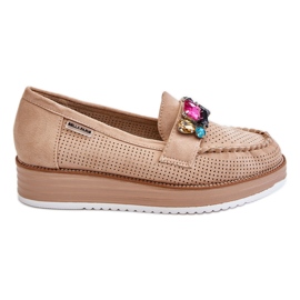 PM1 Dameudsmykkede platform loafers Beige Adelyn