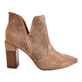 PM1 Gennembrudt ruskind højhælede støvler Beige Leanna