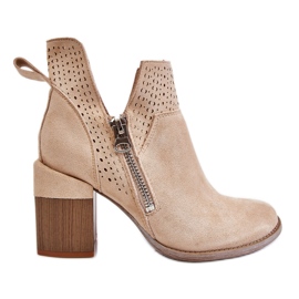 PM1 Camden ruskind chunky hæl støvler lys beige