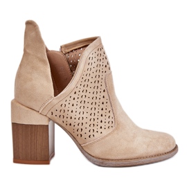 PM1 Layne lys beige ruskind udskårne støvler