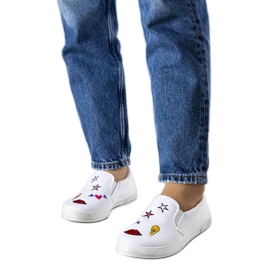 Anais hvide tekstilsneakers med lapper