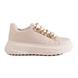 Beige sneakers til kvinder med en Shelovet-kæde