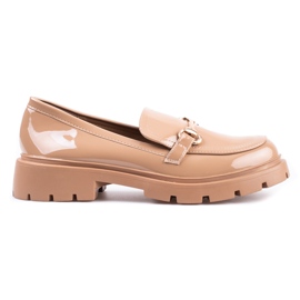 Shelovet brunlakerede sko beige