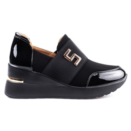 Shelovet sorte wedge sneakers til kvinder