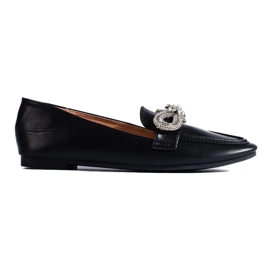Elegante damemokkasiner med dekoration sort