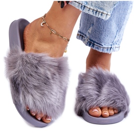 PM1 Grå Allyson gummiflip flops med pels