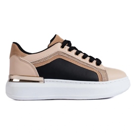 Beige sneakers til kvinder med glitter