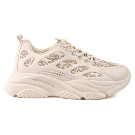 Shelovet kvinders sneakers på en tyk sål beige