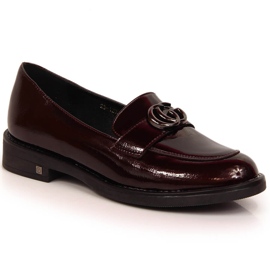 Bordeaux-patent loafers-sko til kvinder Potocki SZ12020 rød