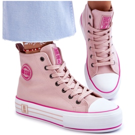 Kvinders høje tekstil platform sneakers Big Star LL274186 Pink lyserød