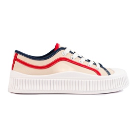 Shelovet kvinders lav platform sneakers beige