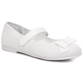 Nadverballerinaer til piger skinnende hvide med velcro Kornecki 6802