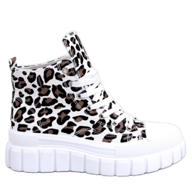 PA1 Lion Leopard leopard high-top sneakers beige hvid sort