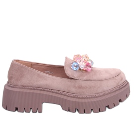 PA1 Stefani Khaki platform loafers med perler beige