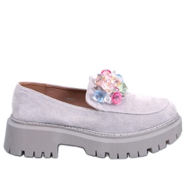 PA1 Stefani Grå platform loafers med perler