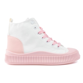 Shelovet kvinders sneakers høj hvid og pink lyserød
