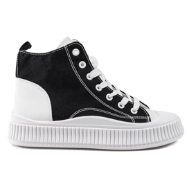 Shelovet damesneakers høj hvid og sort