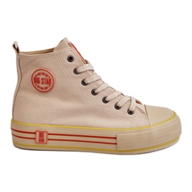 Kvinder høj tekstil platform sneakers Big Star LL274187 Beige