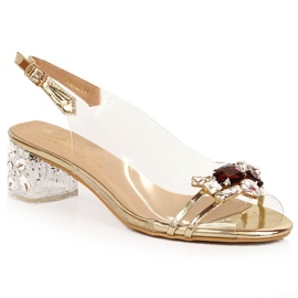 Gennemsigtige sandaler med zirkoner lys guld D&amp;A MR-X1012 gylden