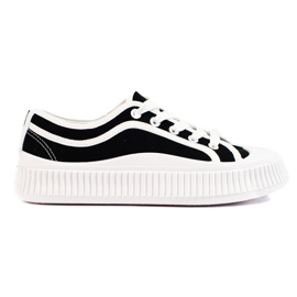 Shelovet sorte sneakers med lav platform til kvinder