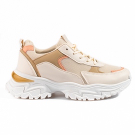 Beige Shelovet platform sneakers til kvinder orange