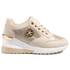 Shelovet wedge sneakers til kvinder beige gylden