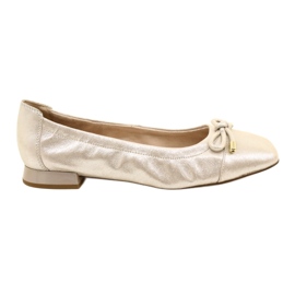 Caprice Ballerinas Kvinders sko med en bue 9-22104-20 354 Taupe Sue.met sølv