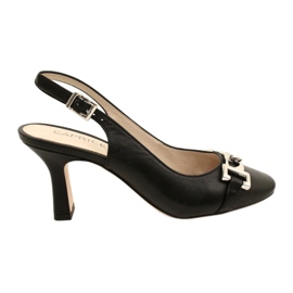 Kvinders lædersandaler med dekoration Caprice 9-29626-20 022 Black Nappa sort
