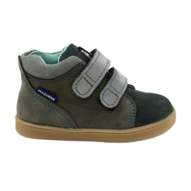 Læderbørnesko med velcro Mazurek 1302 Navy-Gray grå