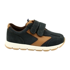 Læder fritidssko Mazurek 1362 Velcro Marineblå-Brun