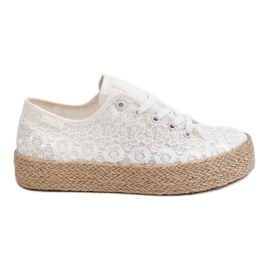 Dame Big Star flettet platform sneakers LL274199 Hvid