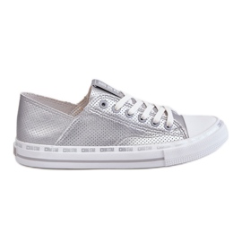Lave sneakers i læder til kvinder Big Star LL274016 Sølv