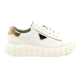 Lædersneakers Filippo DP4138 hvid gylden
