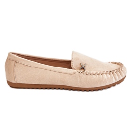 PS1 Ruskindsloafers til kvinder med beige Leah-udsmykning