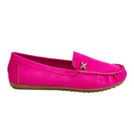 Ruskindsloafers til kvinder med Fuchsia Leah-udsmykning lyserød