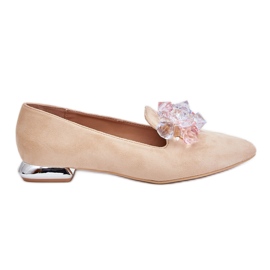Dameudsmykkede loafers med flade hæle Beige Sloane