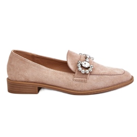 PS1 Elegante Dark Beige Ruskind Loafers Aliya