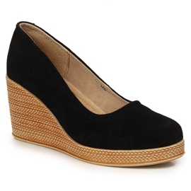 Læder wedge pumps sort ruskind Filippo DP3521