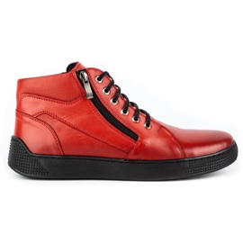 Kampol Herresko læder sneakers 120SW rød