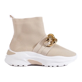 Shelovet damesneakers med en beige sok