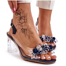 S.Barski Moderigtige sandaler med perler Navy Terrance marine blå