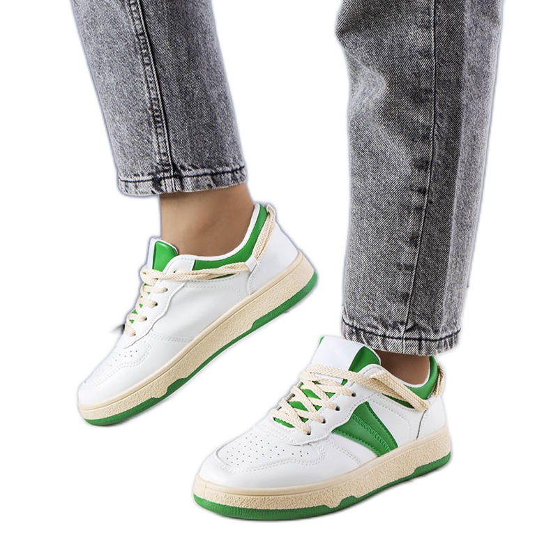 Marcella grønne damesneakers hvid