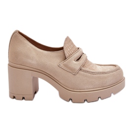 Lemar Arabell ruskind chunky hæl og platform sko lys beige